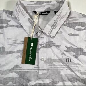 Travis Mathew Gray Polo Shirt with Modern Camo Design